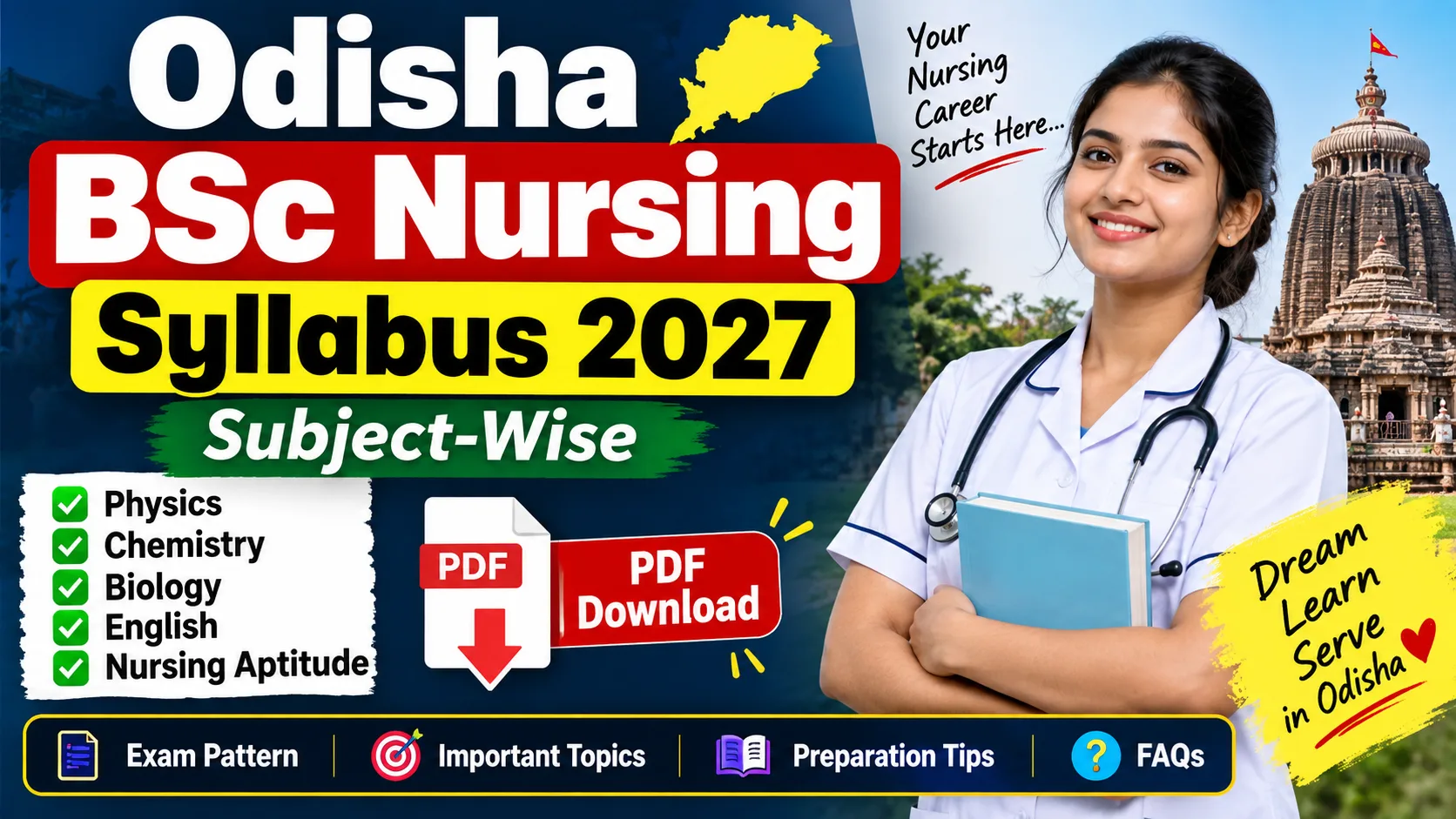 Odisha BSc Nursing Syllabus 2027 (Subject-Wise): PDF Download, Exam Pattern & Topics